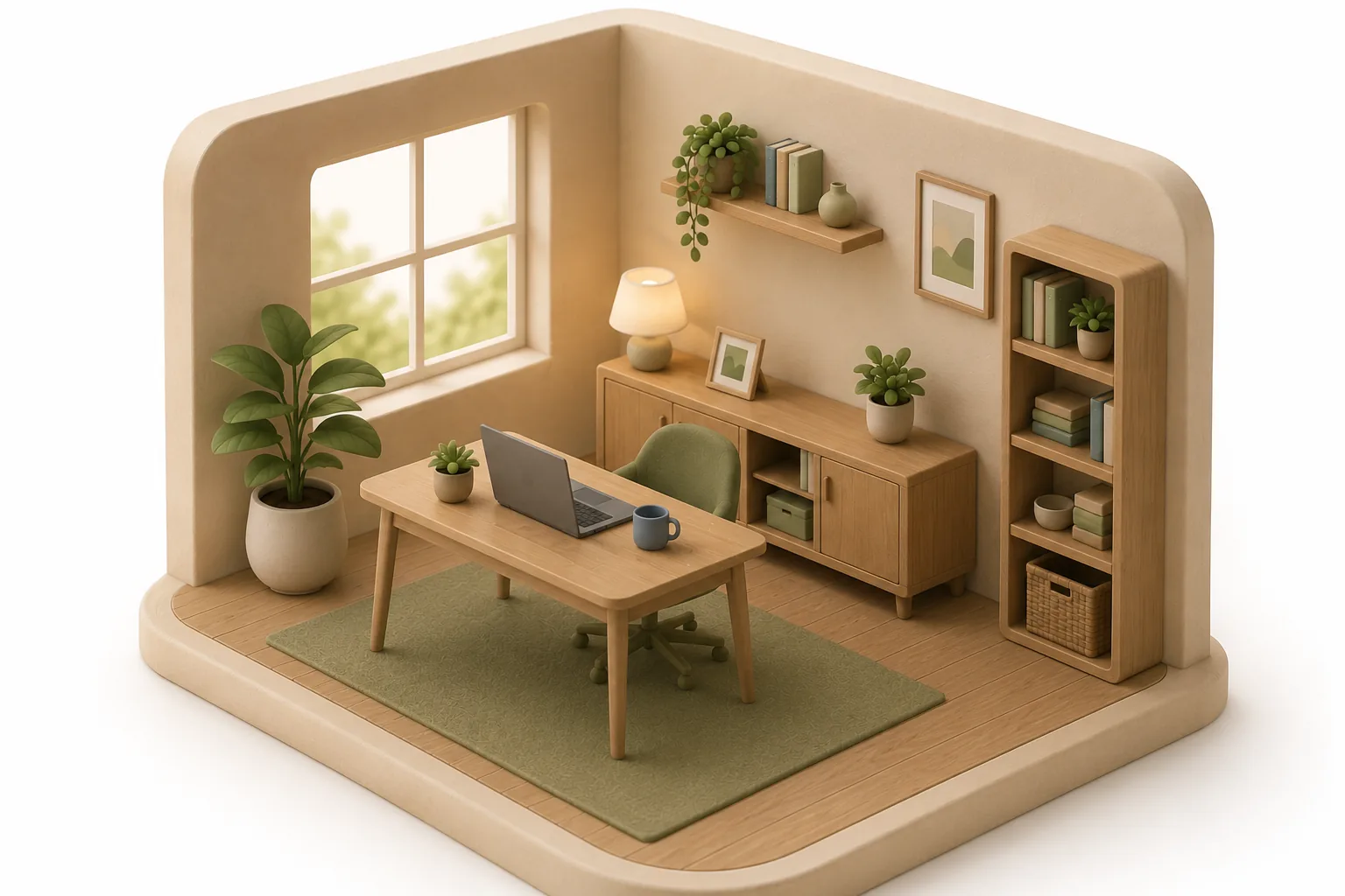 Cozy isometric home office