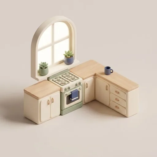 Soft-3D kitchen scene