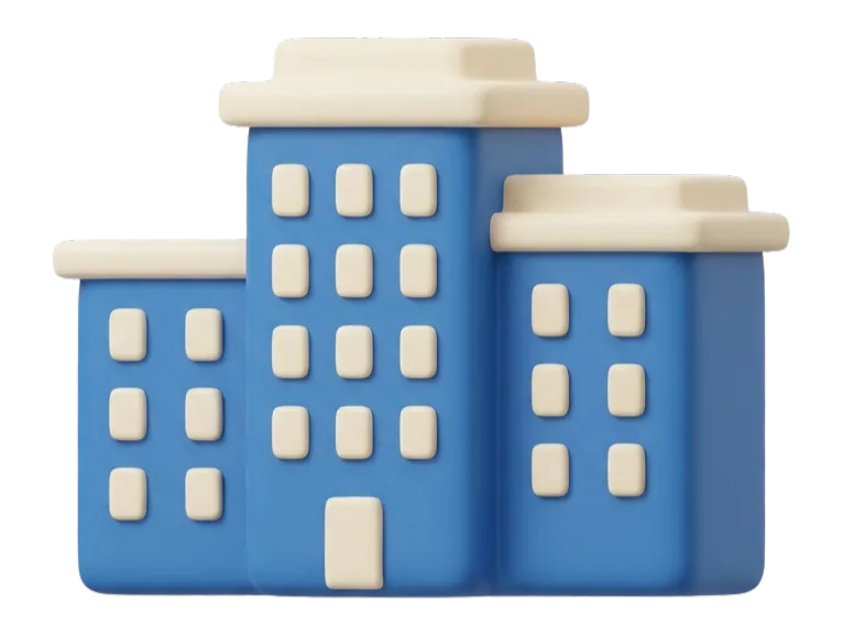 Soft-3D clay cluster of blue apartment buildings